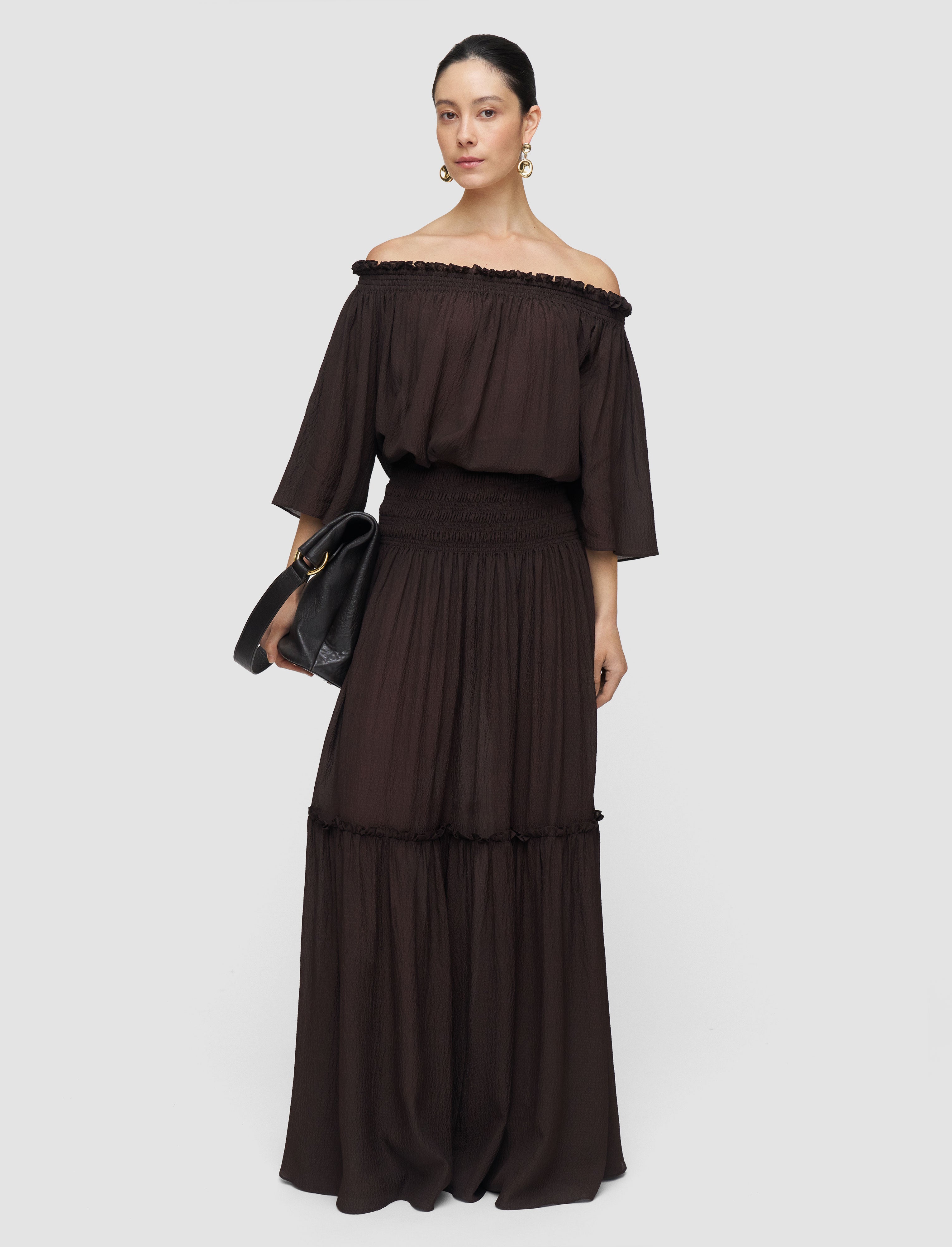 brown-folia-textured-silk-skirt-JOSEPH