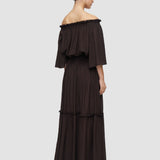 Brown Folia Textured Silk Skirt - Joseph