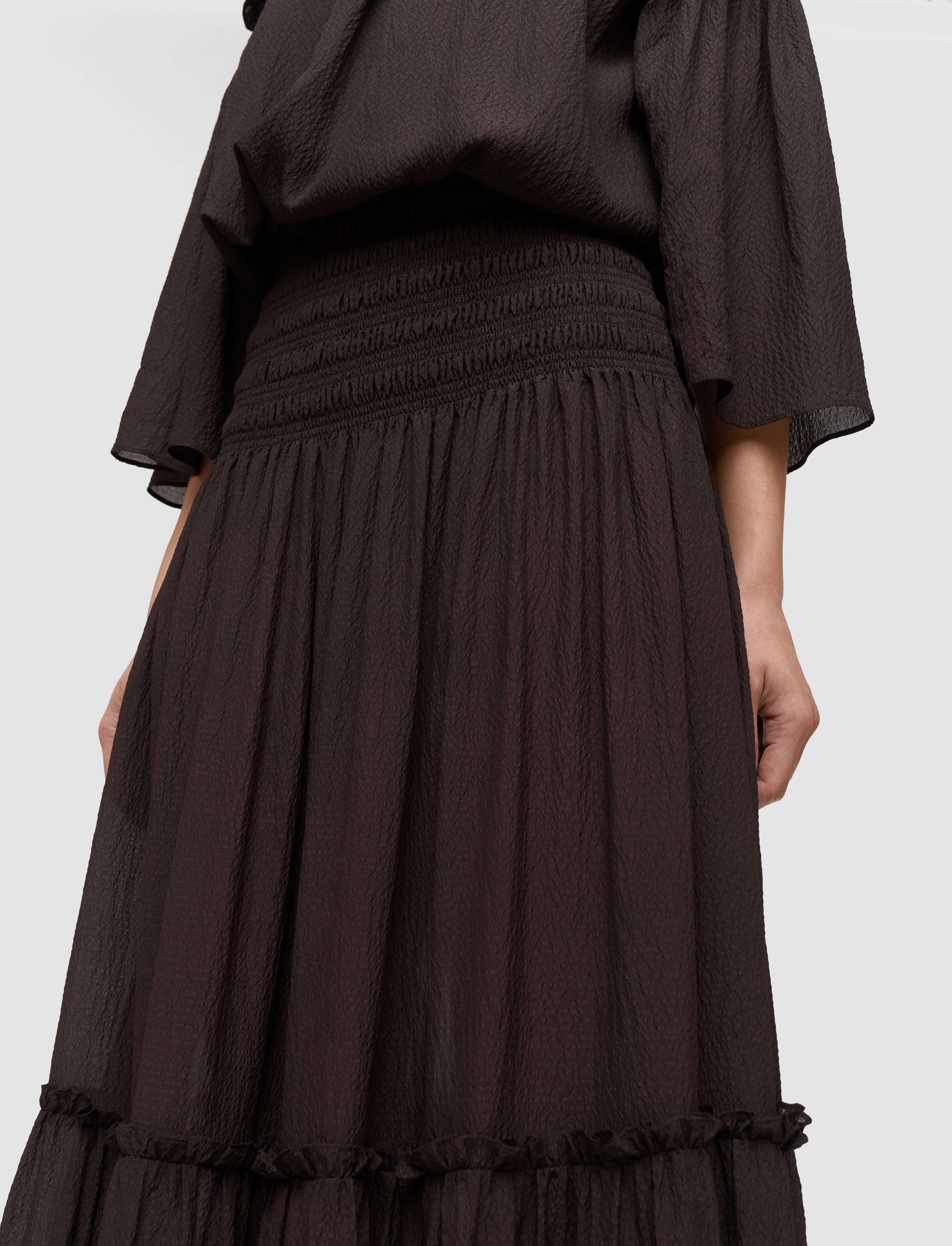 brown-folia-textured-silk-skirt-JOSEPH