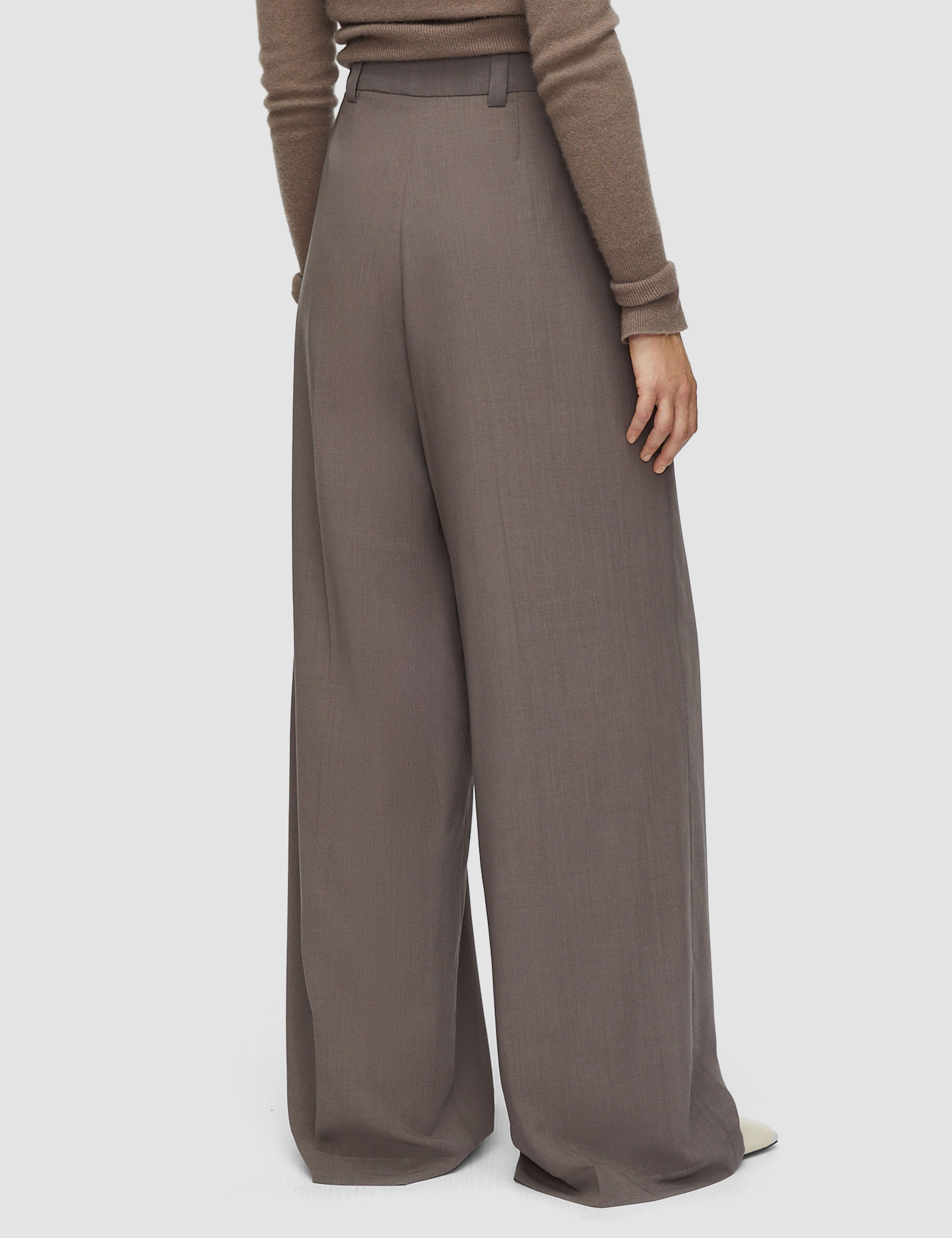 Brown Forest Wool Voile Trousers - Joseph
