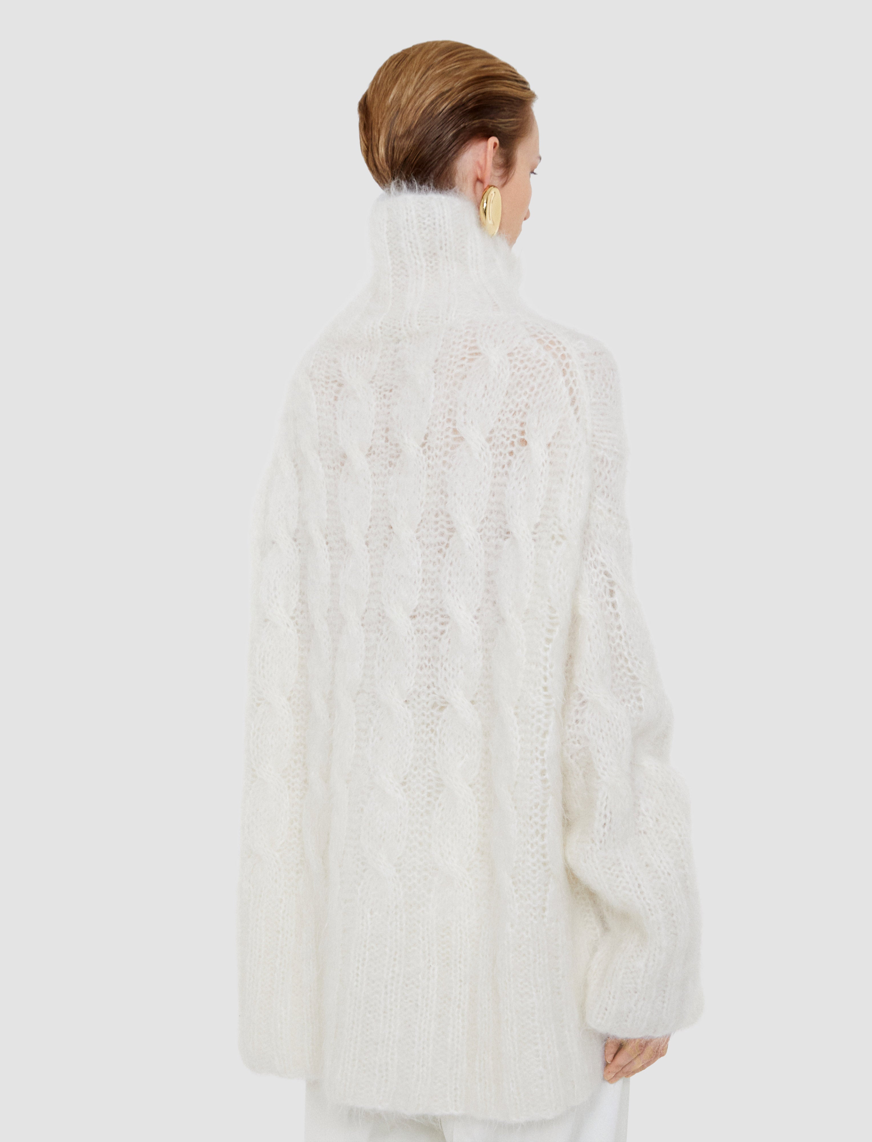 Fortin Hand Knitted Cable Mohair Jumper in White | JOSEPH GB