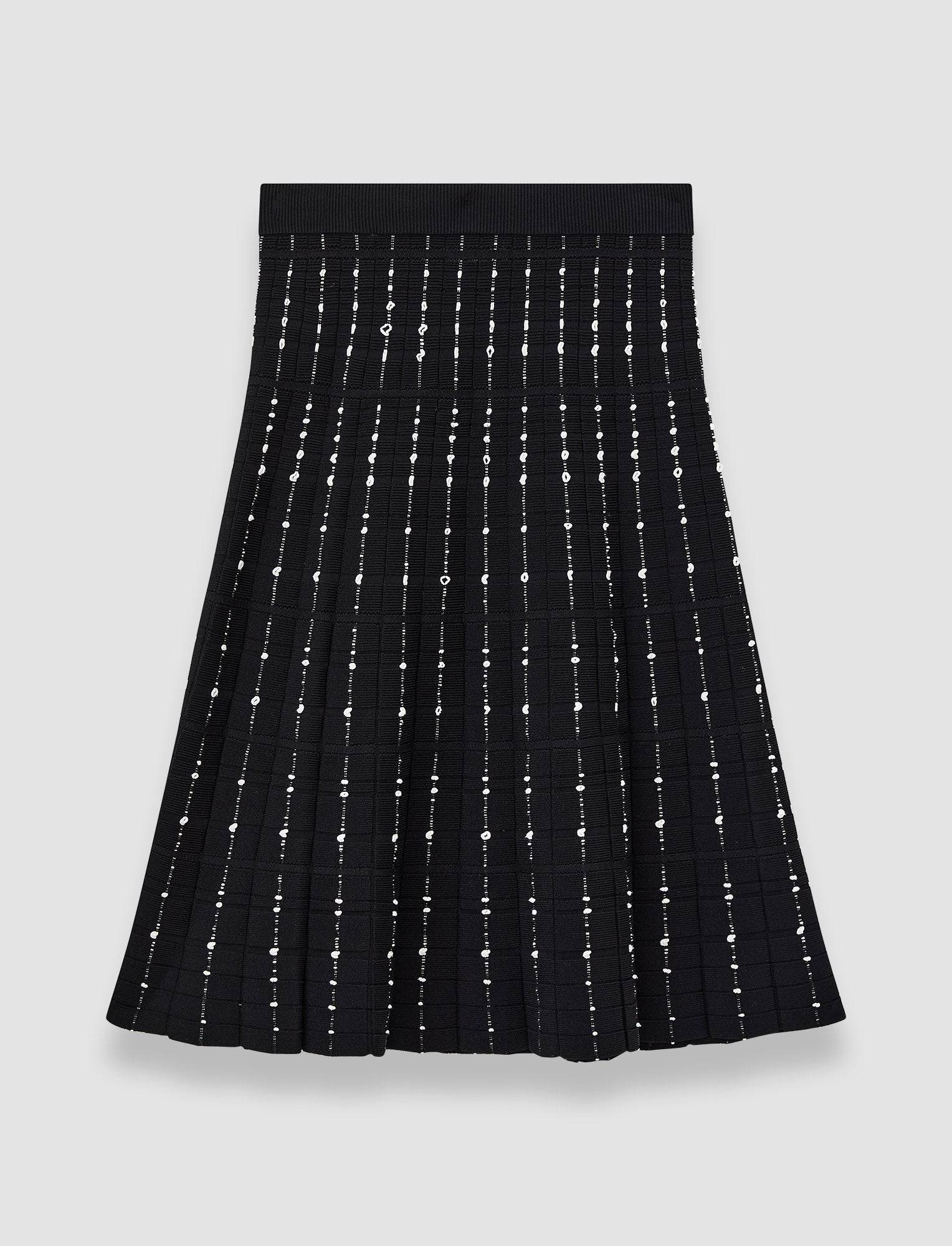 black-fragmented-stripes-knee-length-skirt-JOSEPH