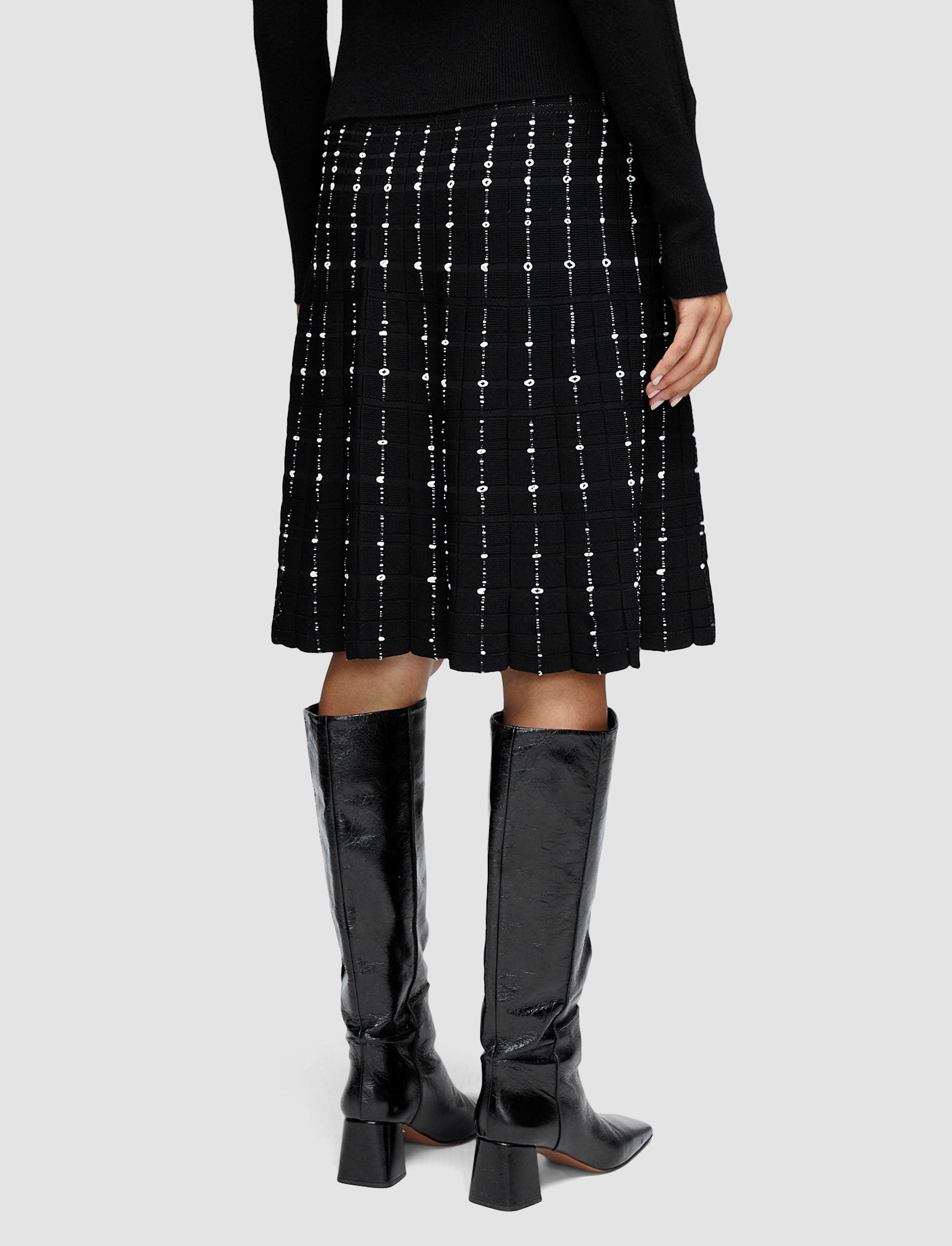 black-fragmented-stripes-knee-length-skirt-JOSEPH