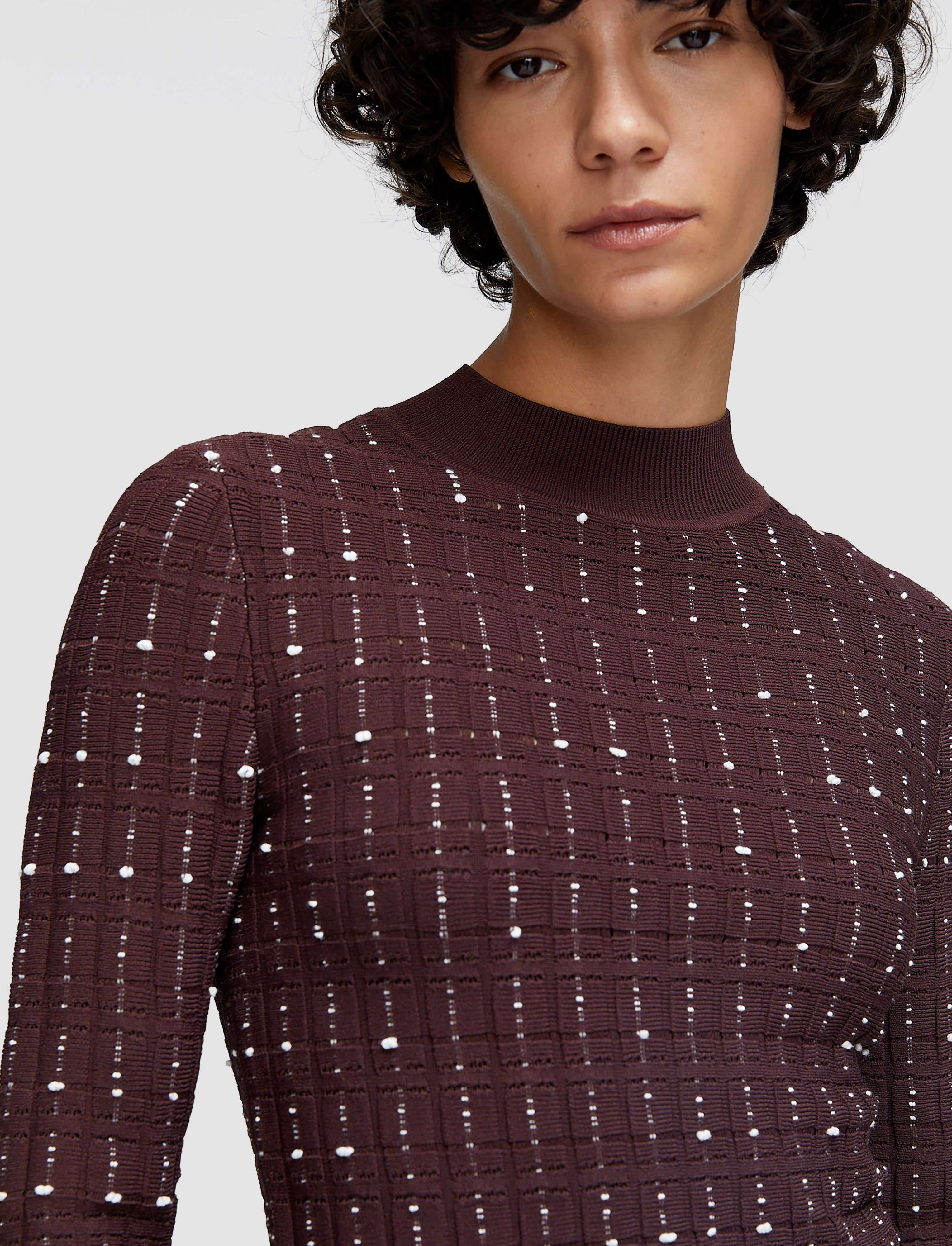 紫-fragmented-stripes-モックネックトップ-JOSEPH