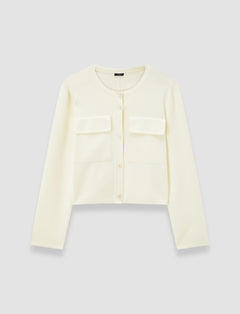 White Viscose Knit Stretch Cardigan Jacket - Joseph