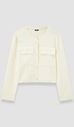 White Viscose Knit Stretch Cardigan Jacket - Joseph