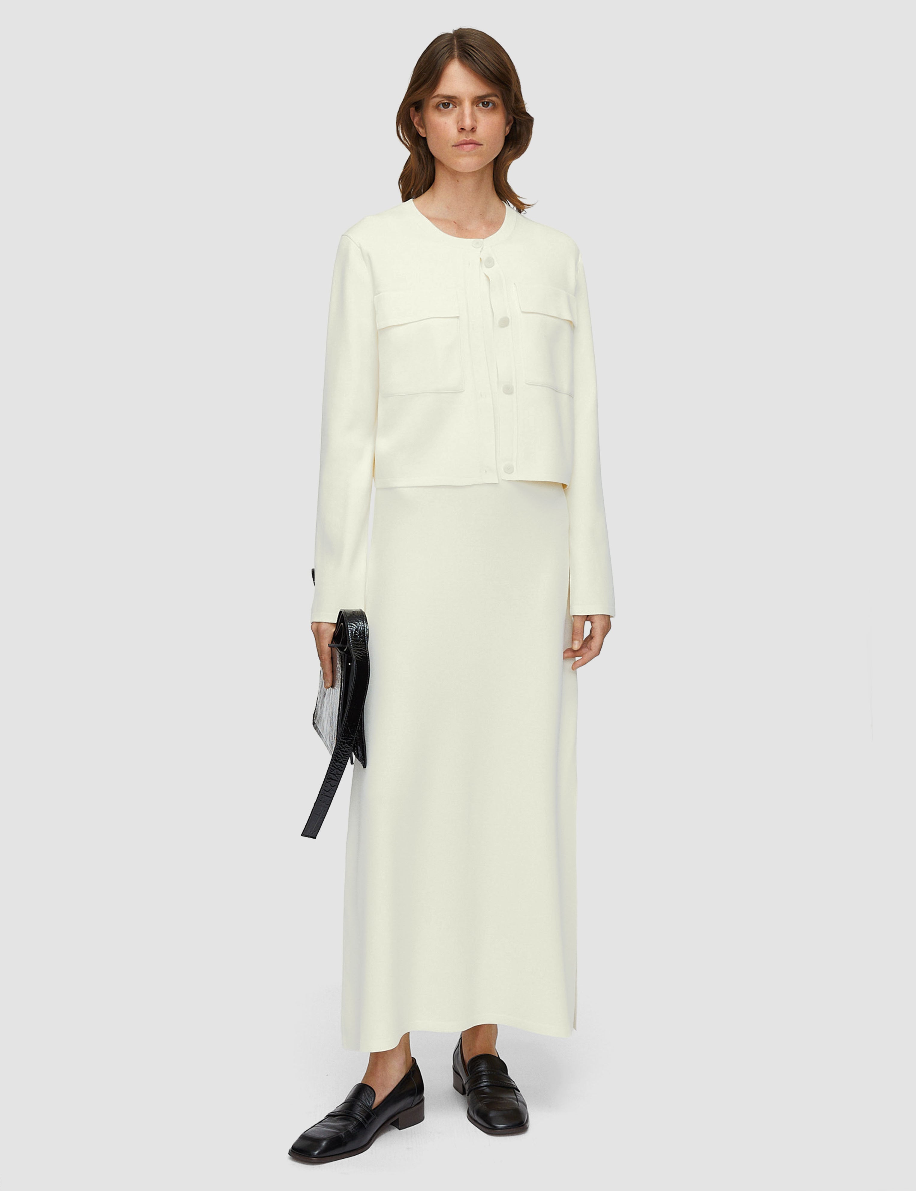 White Viscose Knit Stretch Cardigan Jacket - Joseph