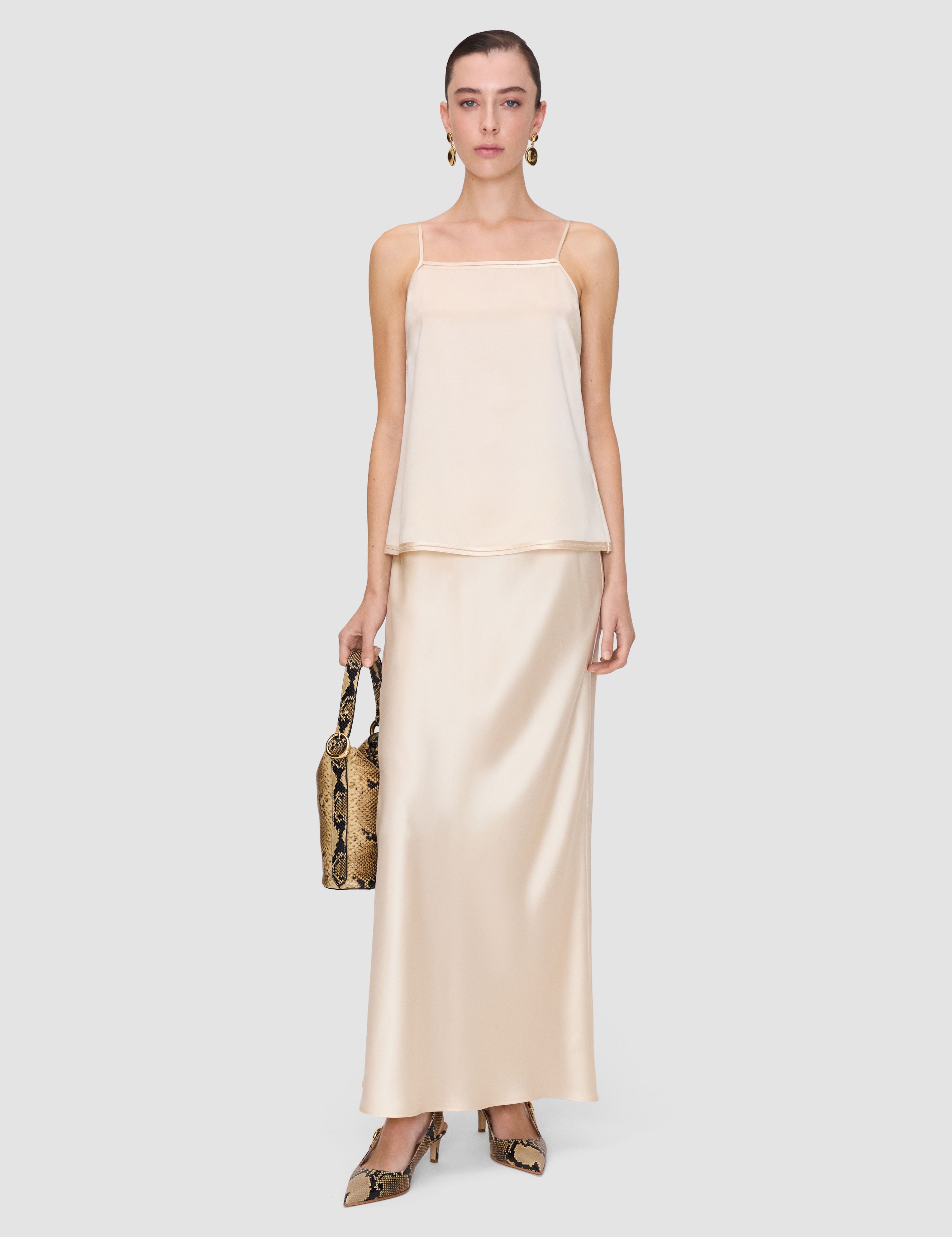 Beige Gaia Silk Satin Camisole - Joseph