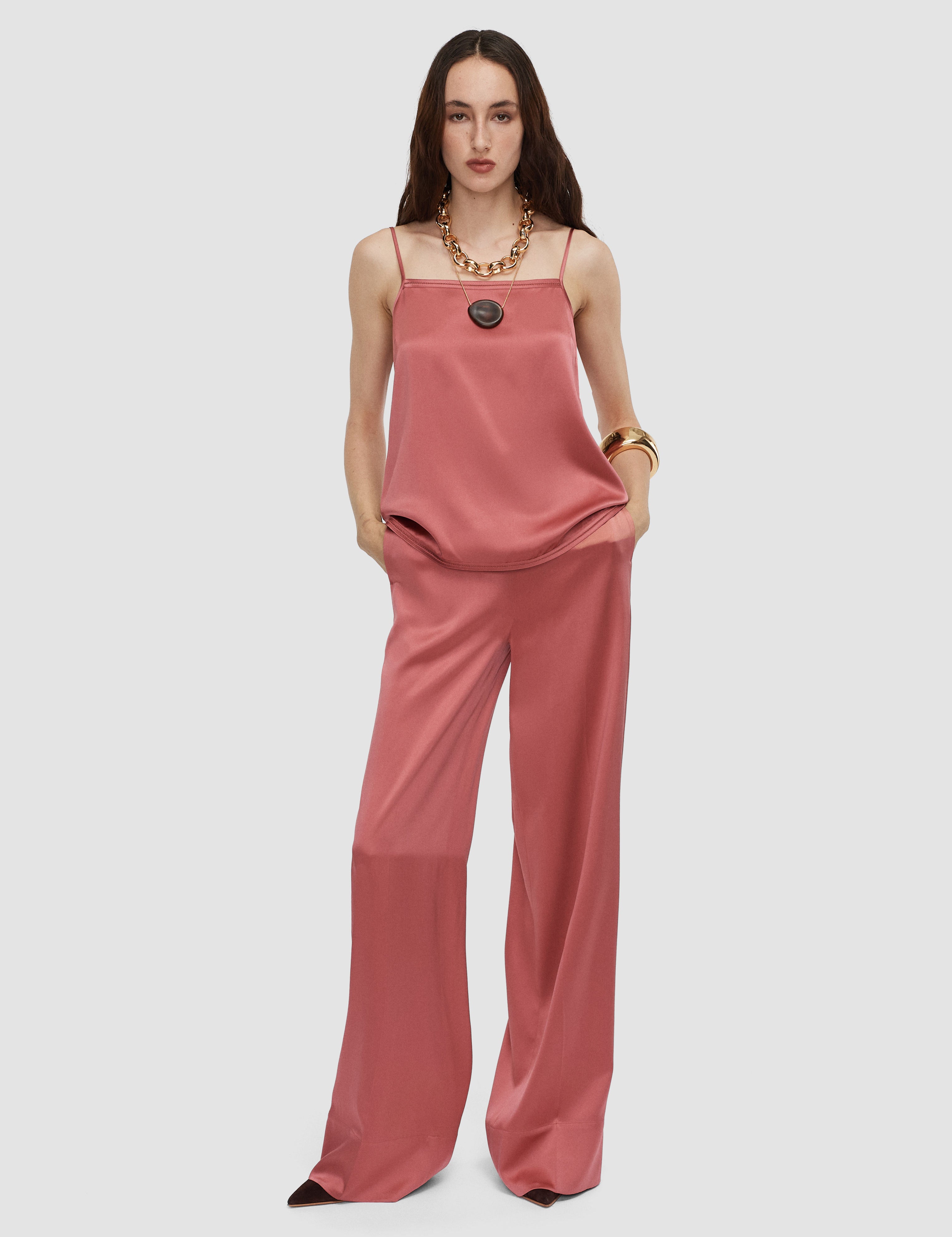 Pink Gaia Silk Satin Camisole - Joseph