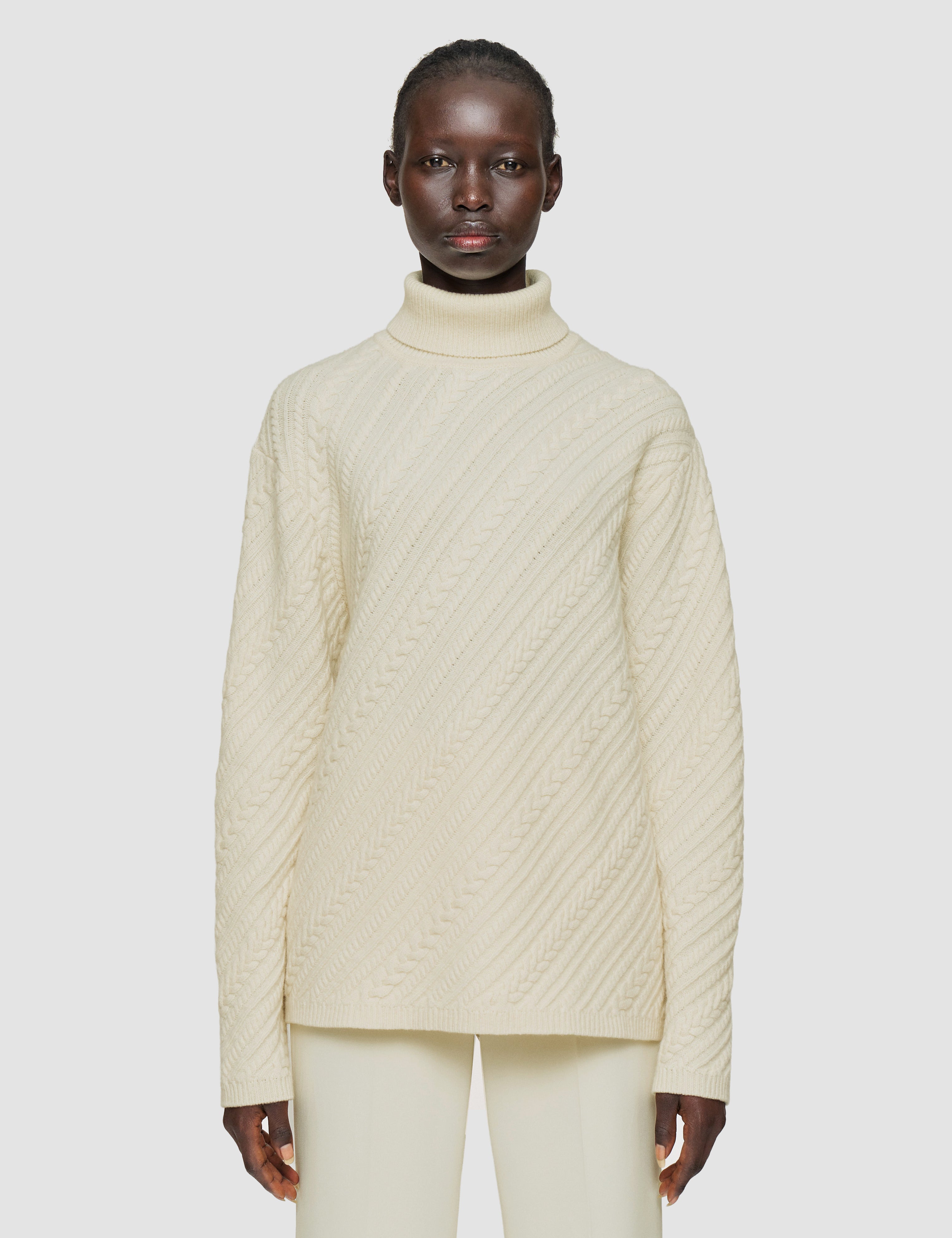 White Cable Knit Wool Jumper - Joseph