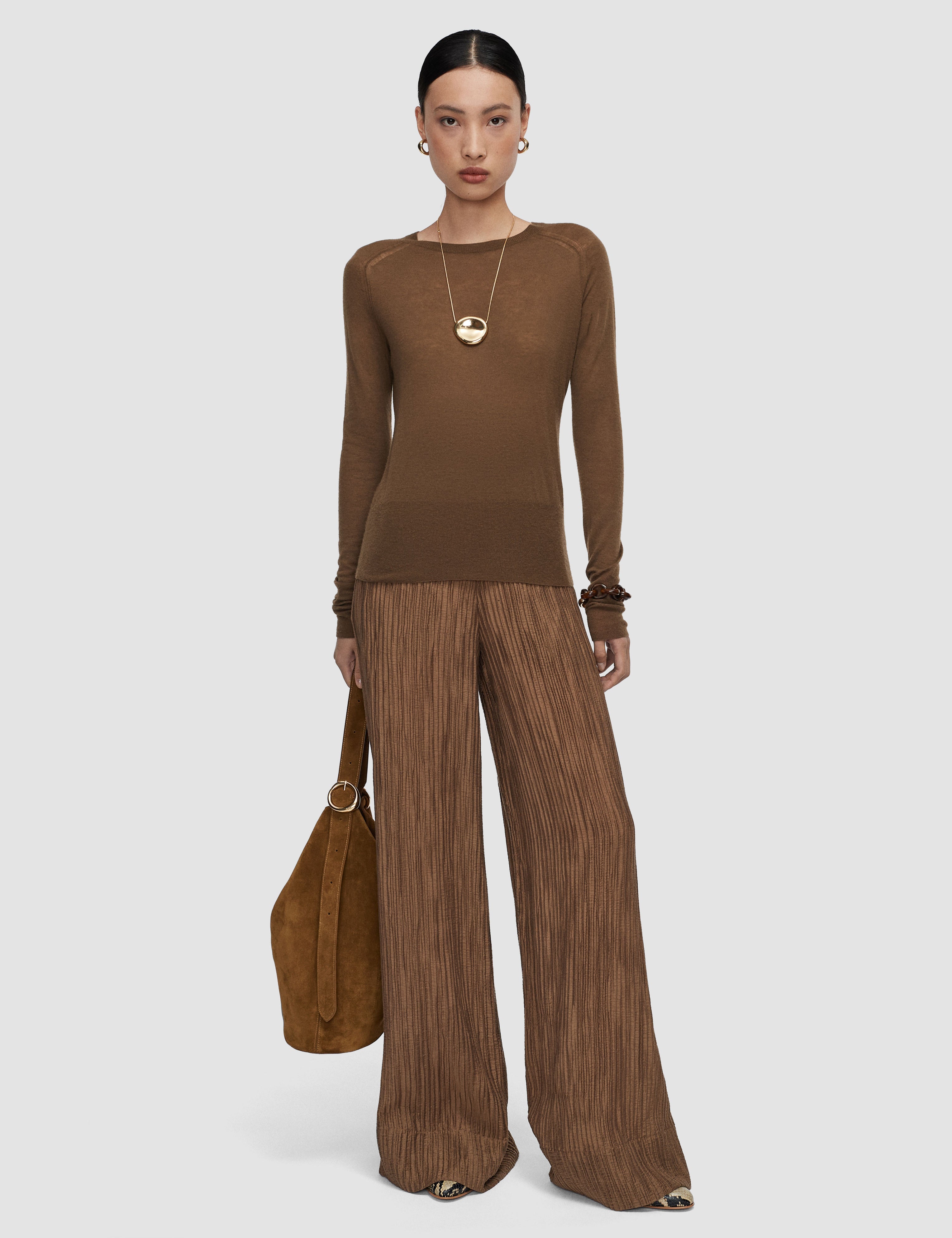 Brown Geras Cashair Round Neck Jumper - Joseph