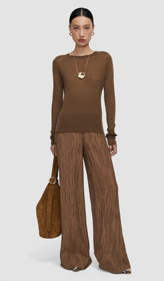 Brown Geras Cashair Round Neck Jumper - Joseph