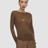 Brown Geras Cashair Round Neck Jumper - Joseph