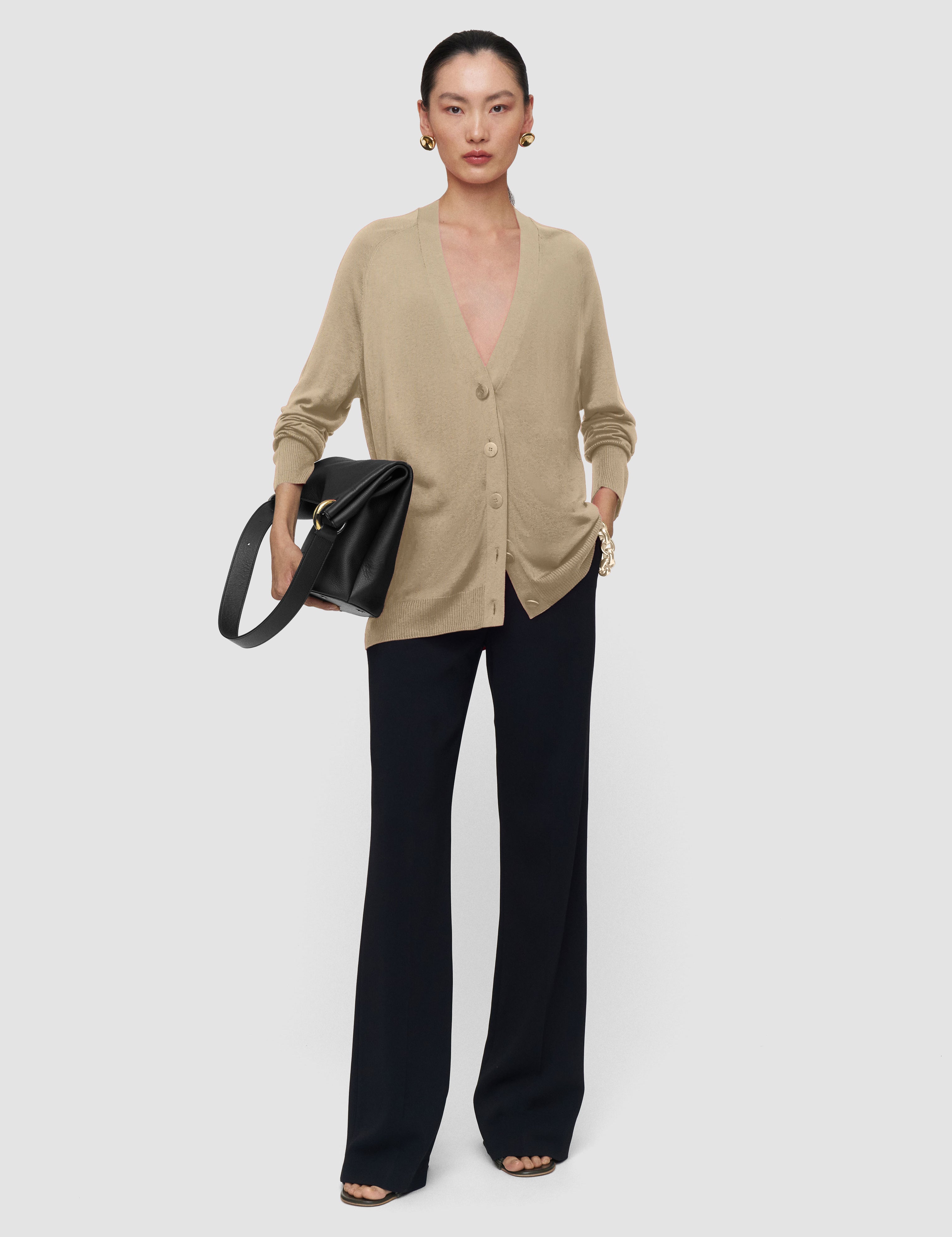 Beige Gladi Silk Knit Cardigan - Joseph