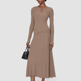 Brown Hallie Merino Wool Rib Skirt - Joseph