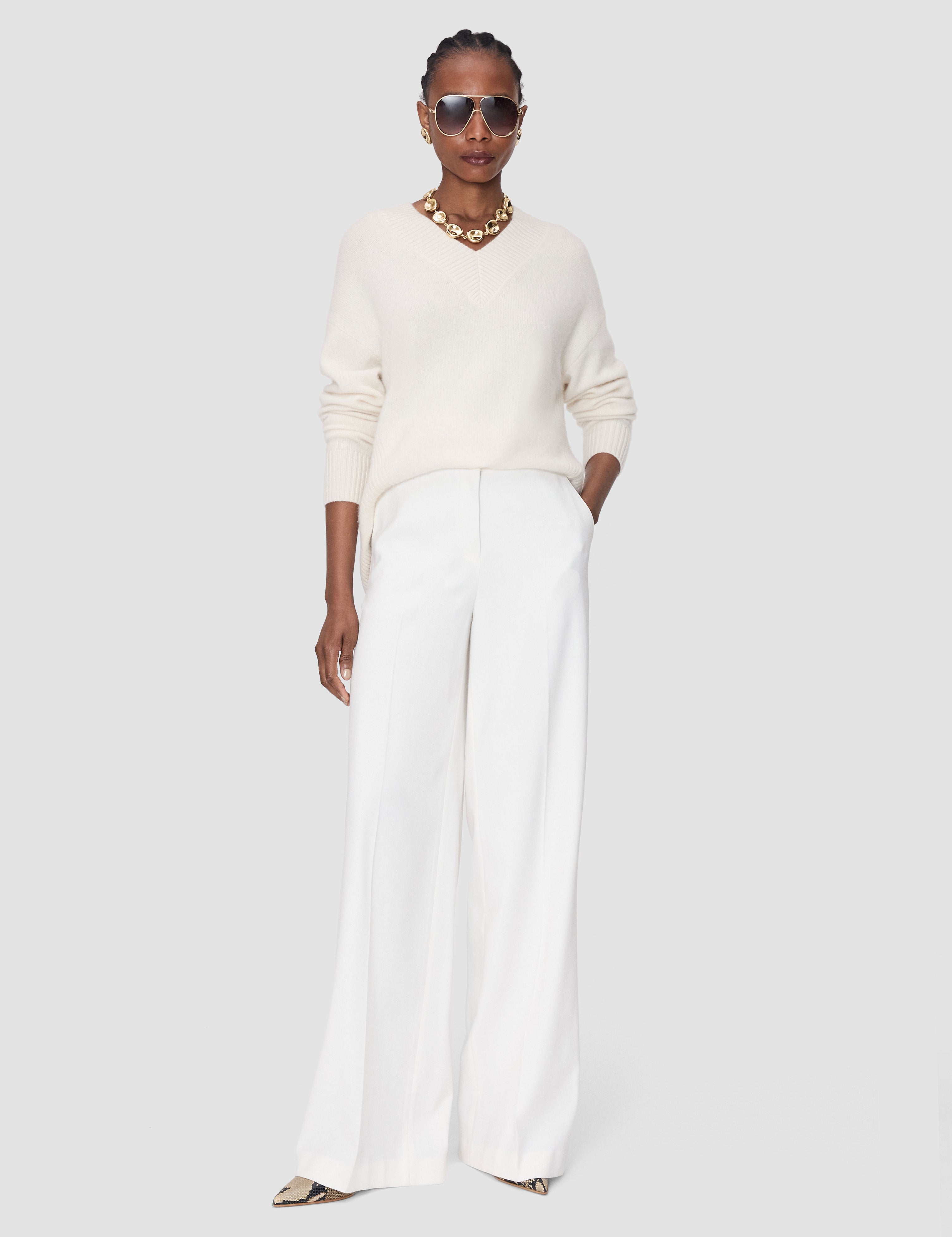 White Hawley Stretch Tailoring Trousers - Joseph