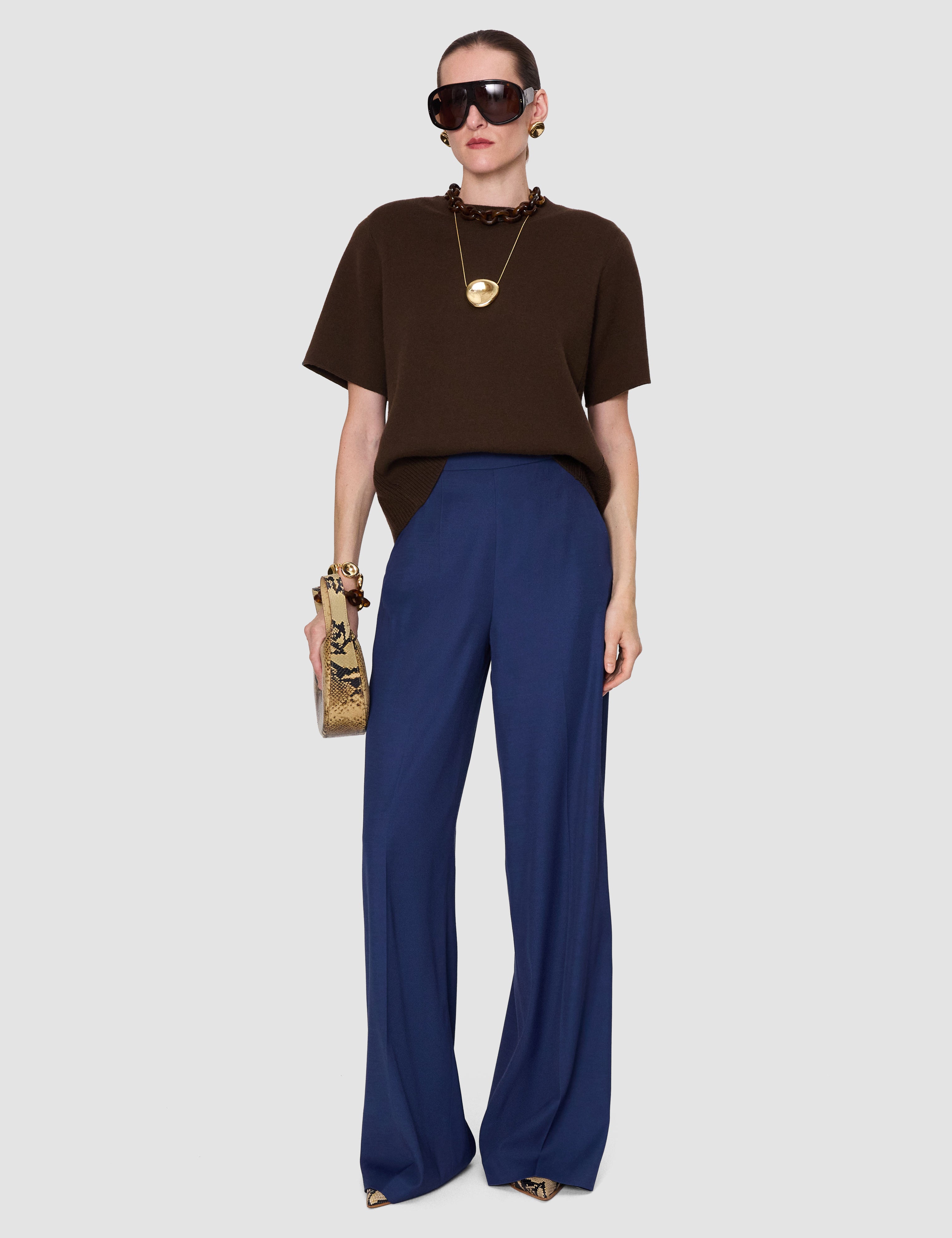 Blue Haxley Cady Twill Trousers - Joseph