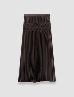 Brown Hayes Pleated Woven Skirt - Joseph