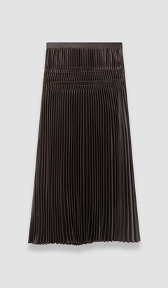 Brown Hayes Pleated Woven Skirt - Joseph