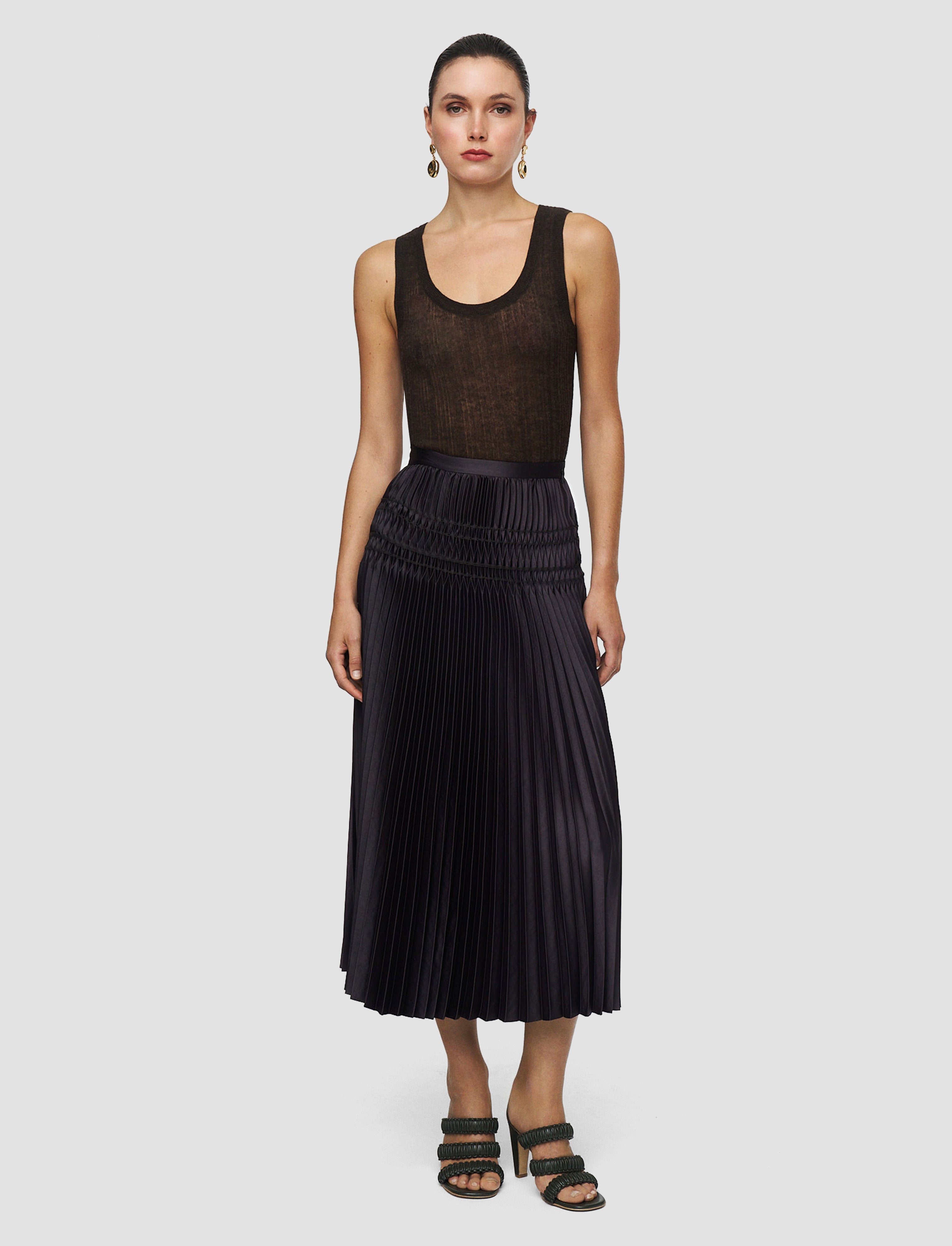 brown-hayes-pleated-woven-skirt-JOSEPH