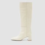 ヒール付きニーハイパテントレザーブーツ 