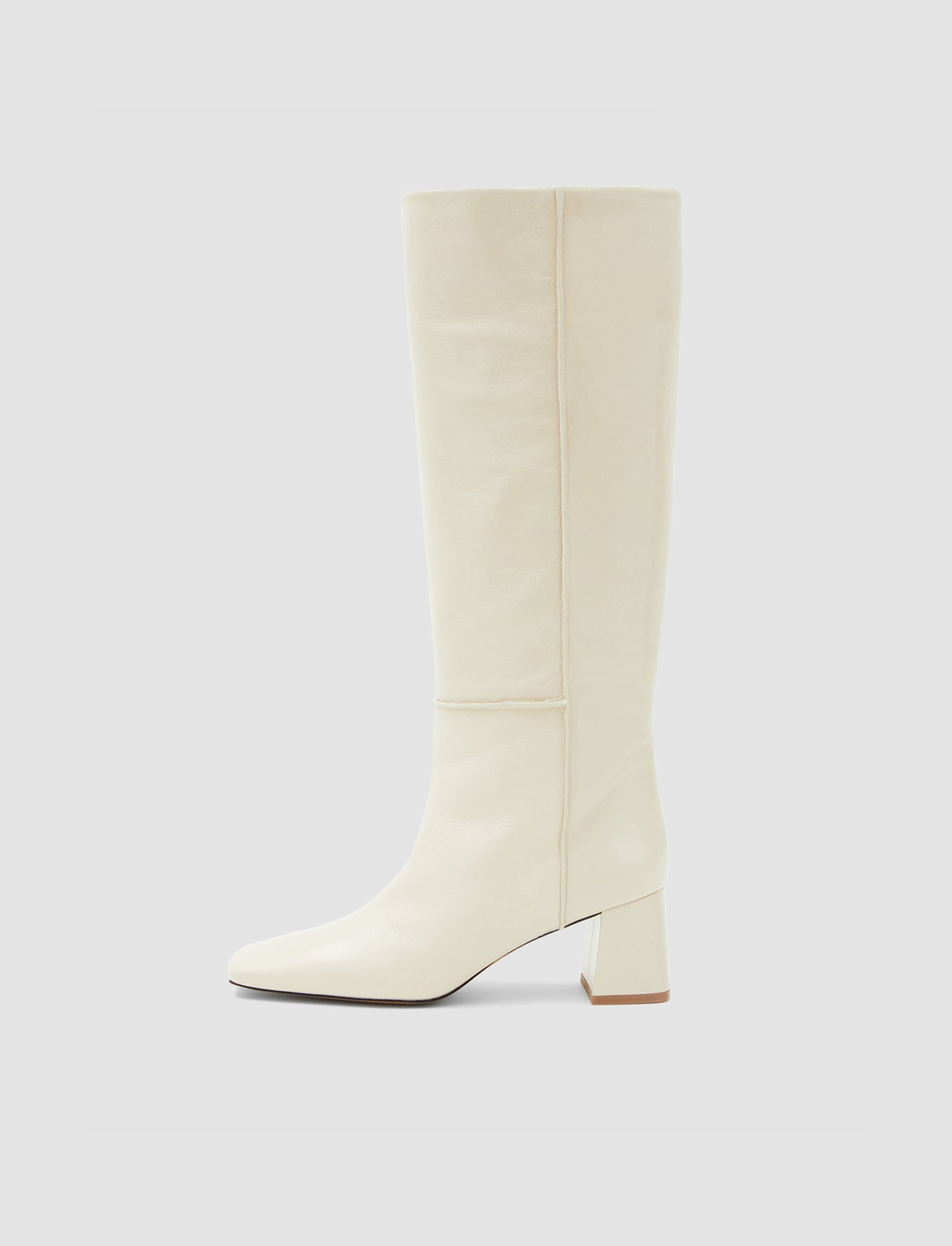 ベージュ-ヒール付きニーハイパテントレザーブーツ-JOSEPH