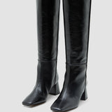 Heeled Knee High Patent Leather Boots