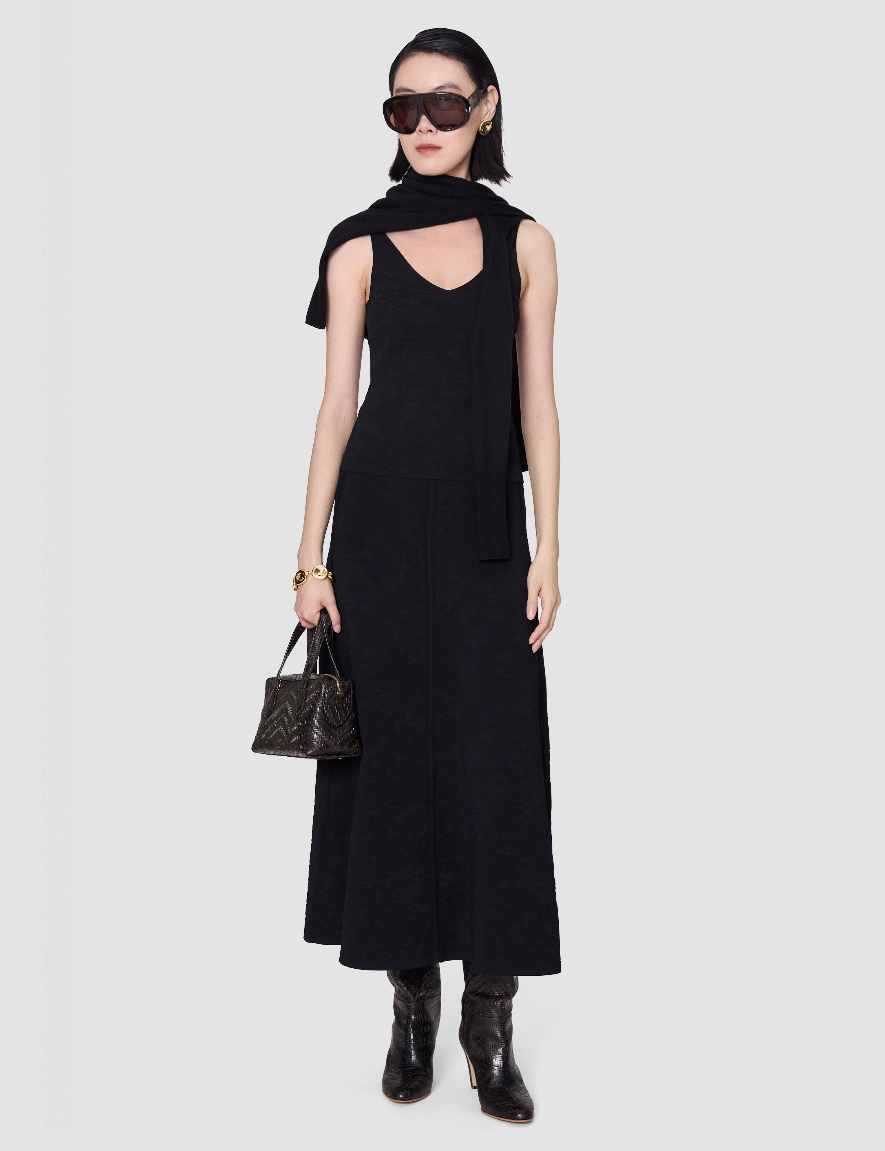 Black Helius Leopard Jacquard Milano Skirt - Joseph