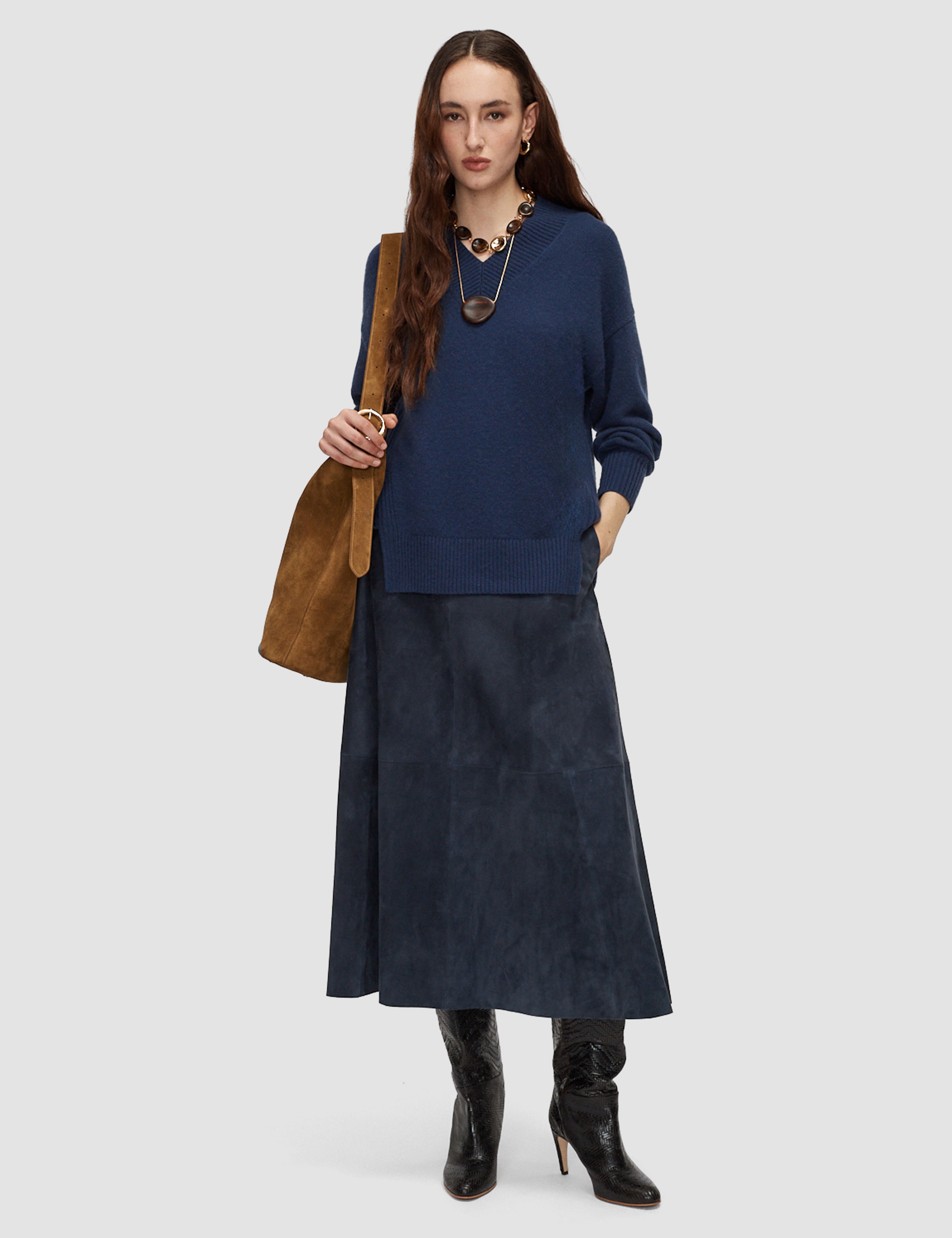 Blue Helius Light Suede Skirt - Joseph