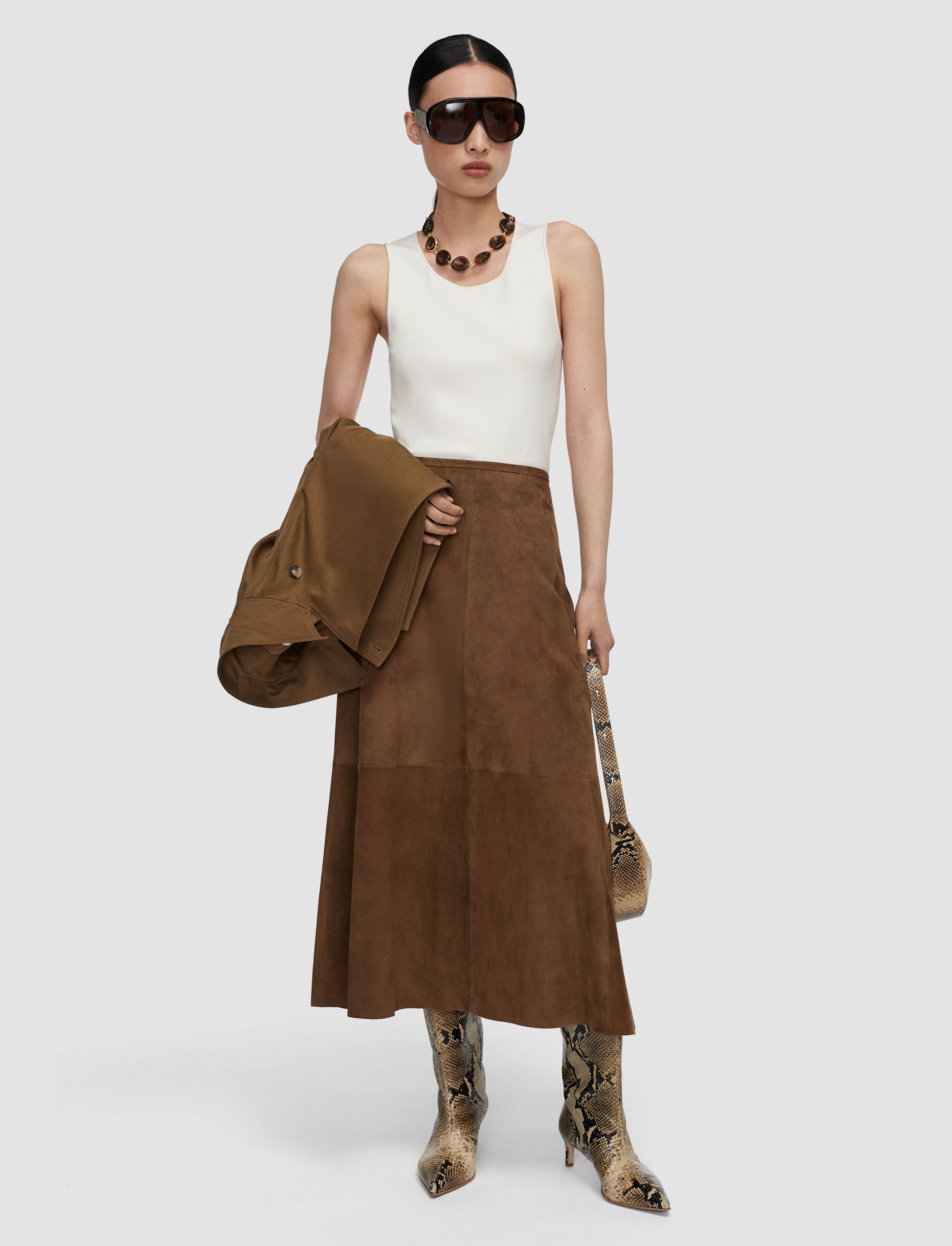 brown-helius-light-suede-skirt-JOSEPH
