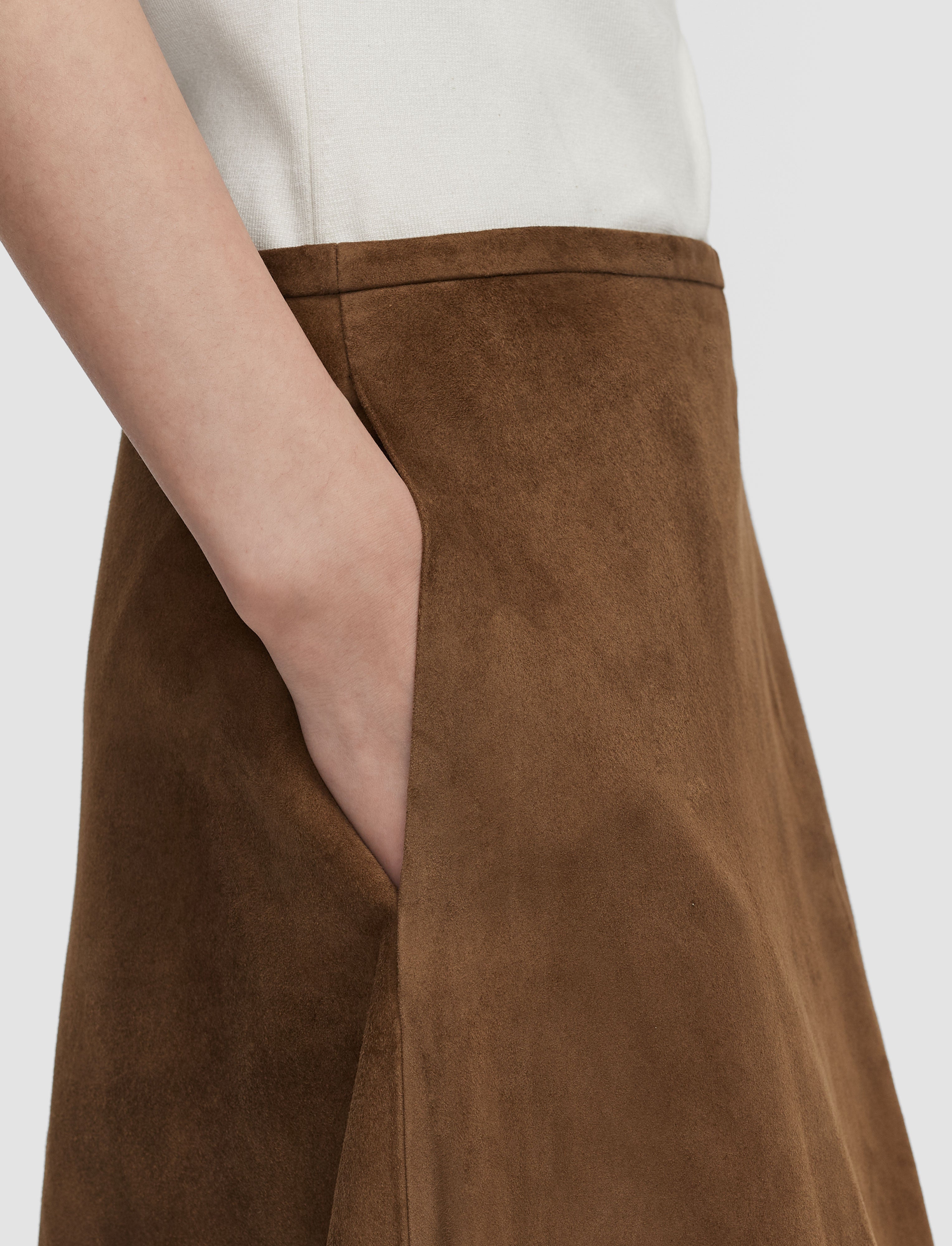 brown-helius-light-suede-skirt-JOSEPH