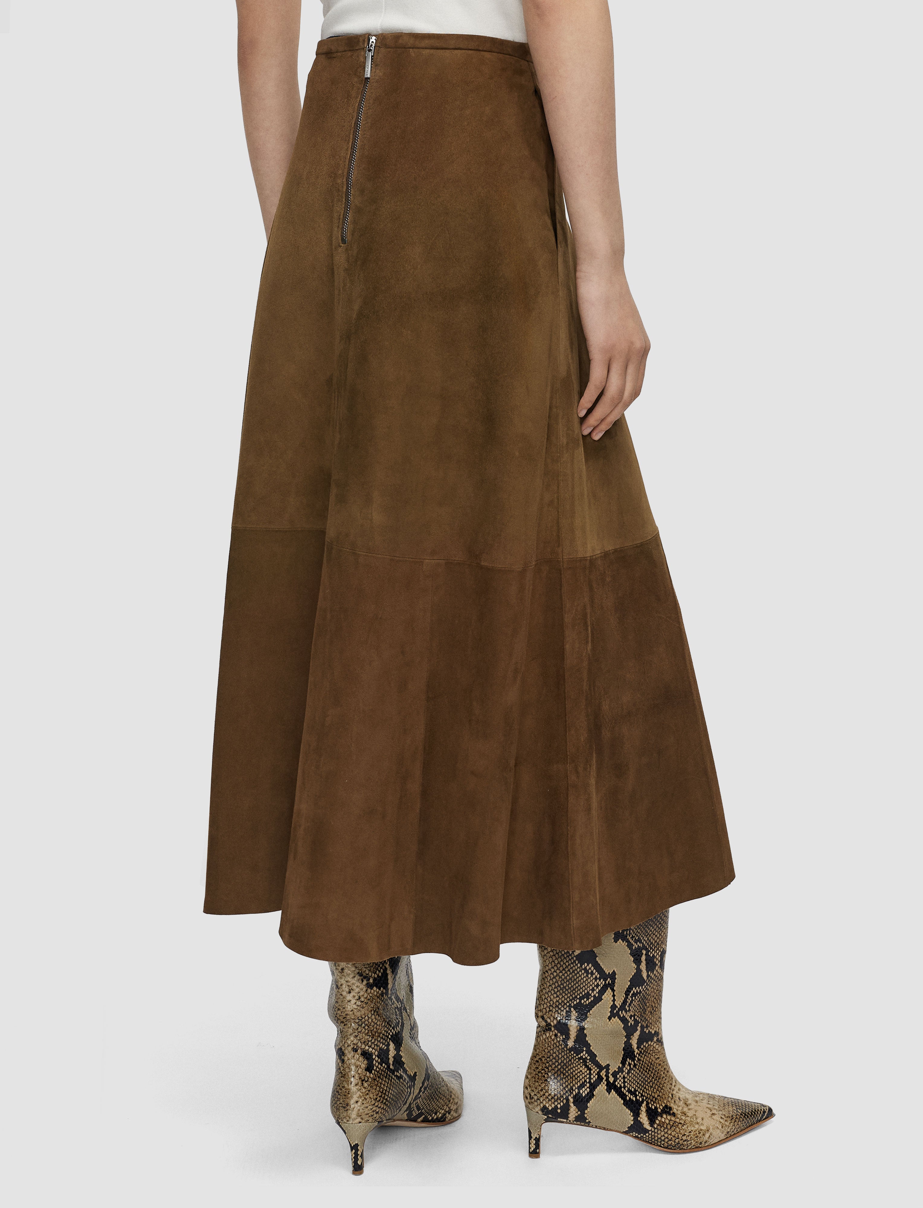 brown-helius-light-suede-skirt-JOSEPH