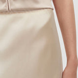 Beige Isaak Long Silk Satin Skirt - Joseph