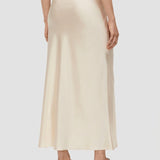 Beige Isaak Long Silk Satin Skirt - Joseph