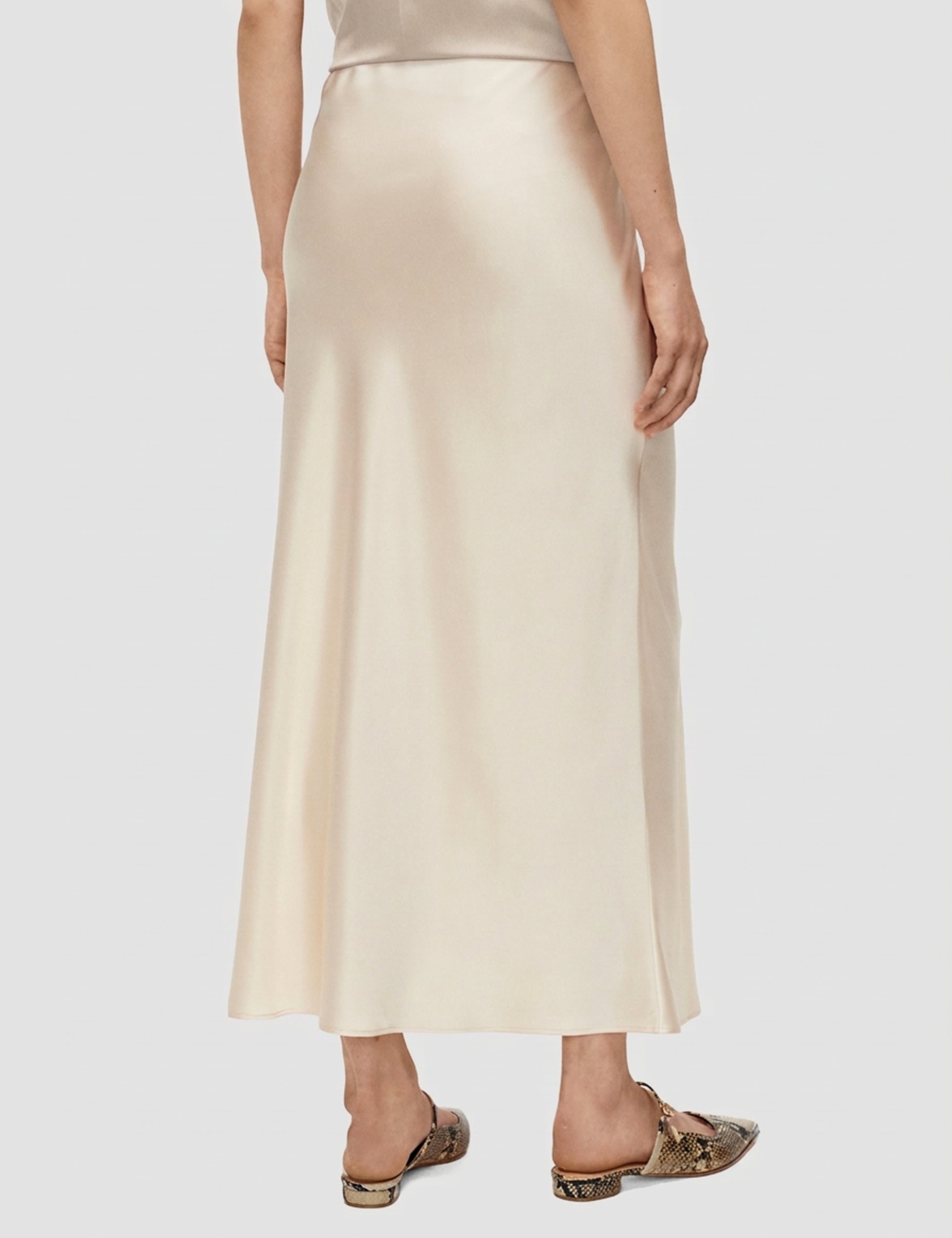 Beige Isaak Long Silk Satin Skirt - Joseph