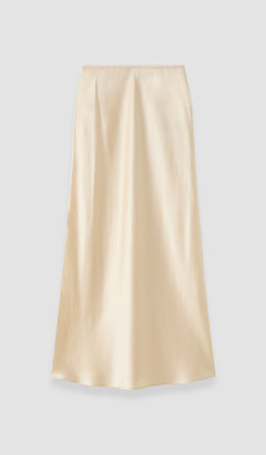Beige Isaak Long Silk Satin Skirt - Joseph