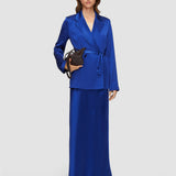 Blue Isaak Long Silk Satin Skirt - Joseph