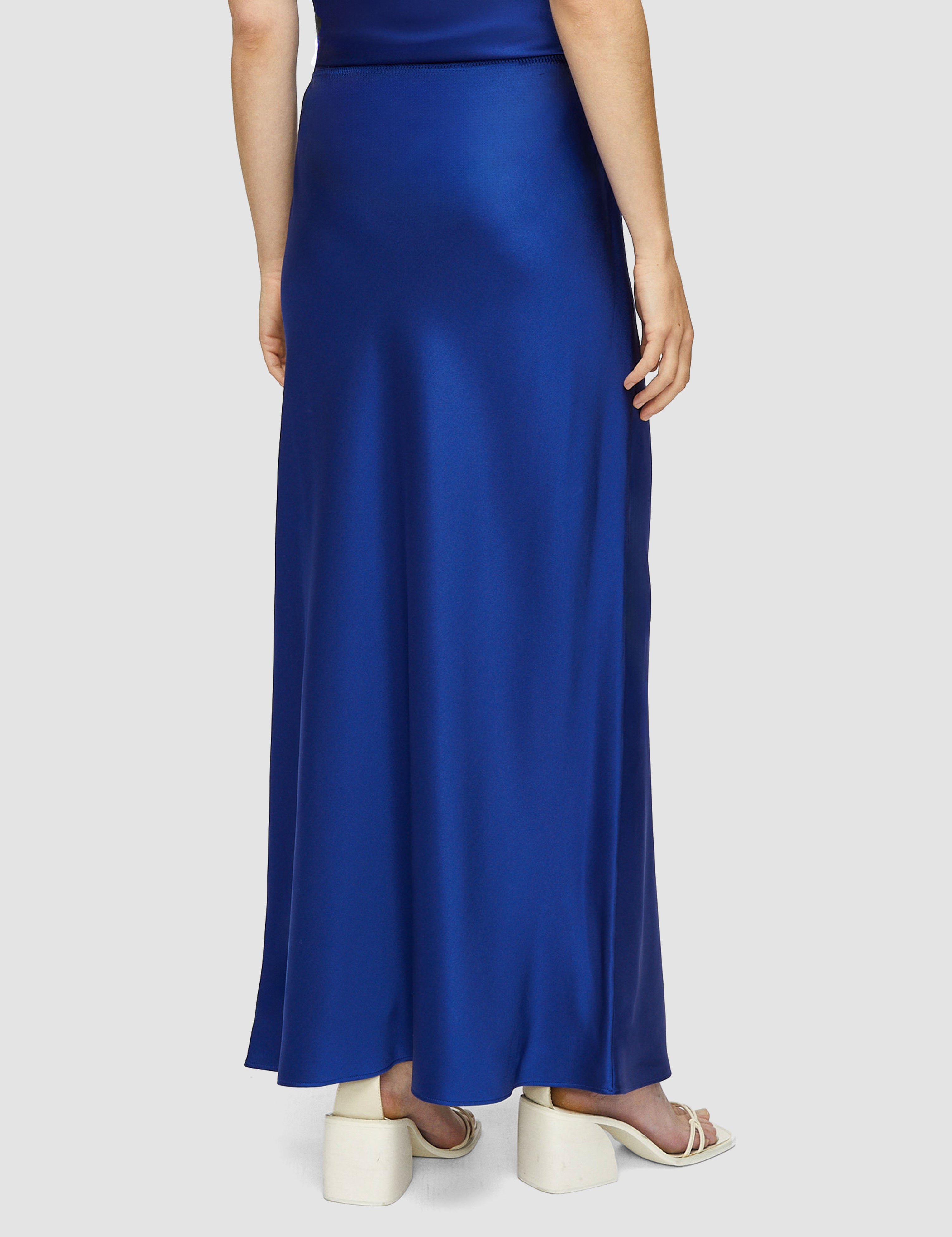 Blue Isaak Long Silk Satin Skirt - Joseph