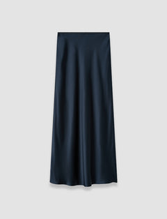 Blue Isaak Long Silk Satin Skirt - Joseph
