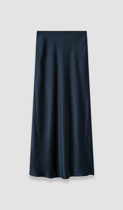Blue Isaak Long Silk Satin Skirt - Joseph