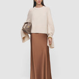 Brown Isaak Long Silk Satin Skirt - Joseph