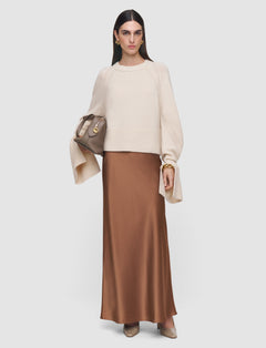 Brown Isaak Long Silk Satin Skirt - Joseph