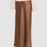 Brown Isaak Long Silk Satin Skirt - Joseph