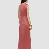 Pink Isaak Long Silk Satin Skirt - Joseph