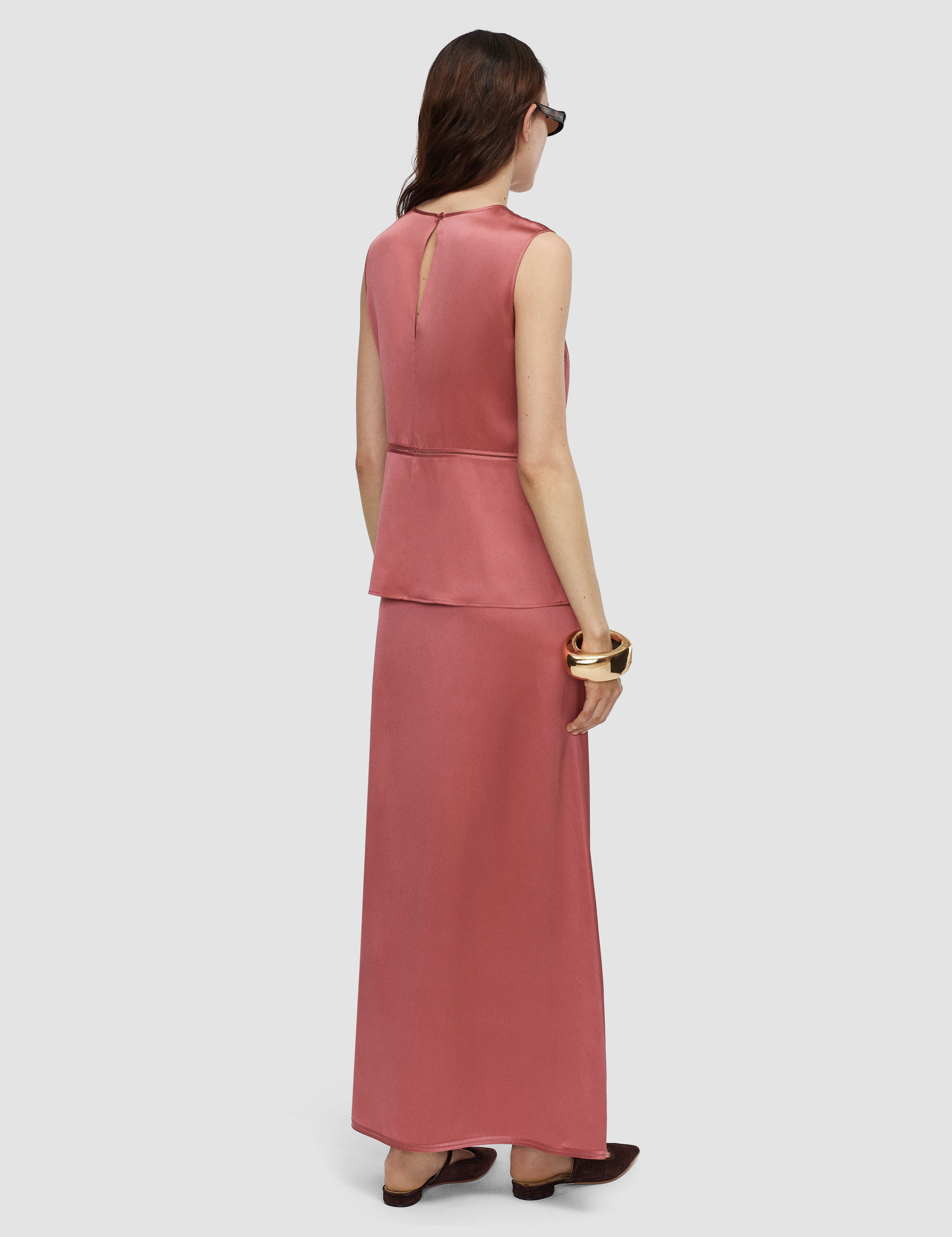 Pink Isaak Long Silk Satin Skirt - Joseph