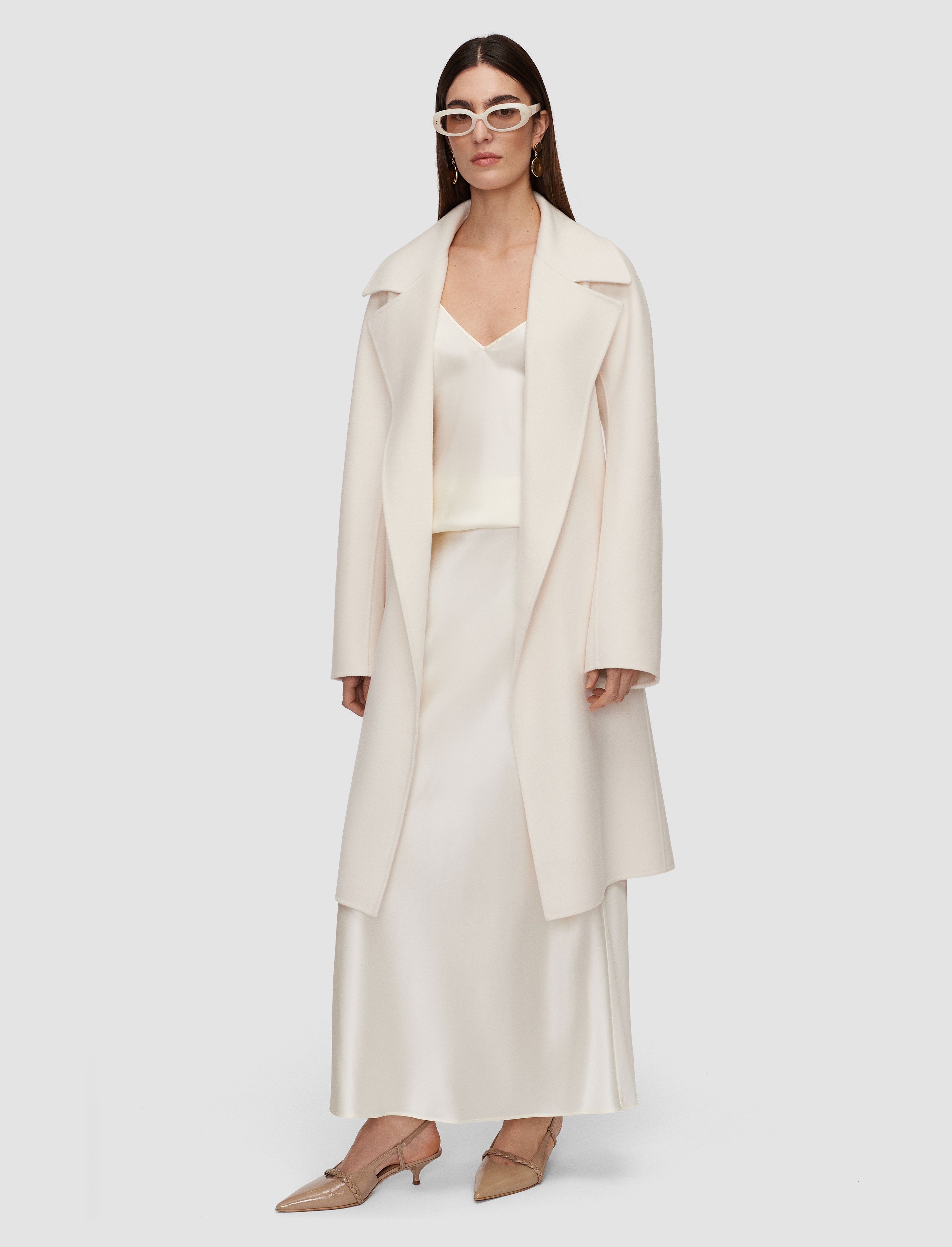 Isaak Long Silk Satin スカート - 白 | JOSEPH JP