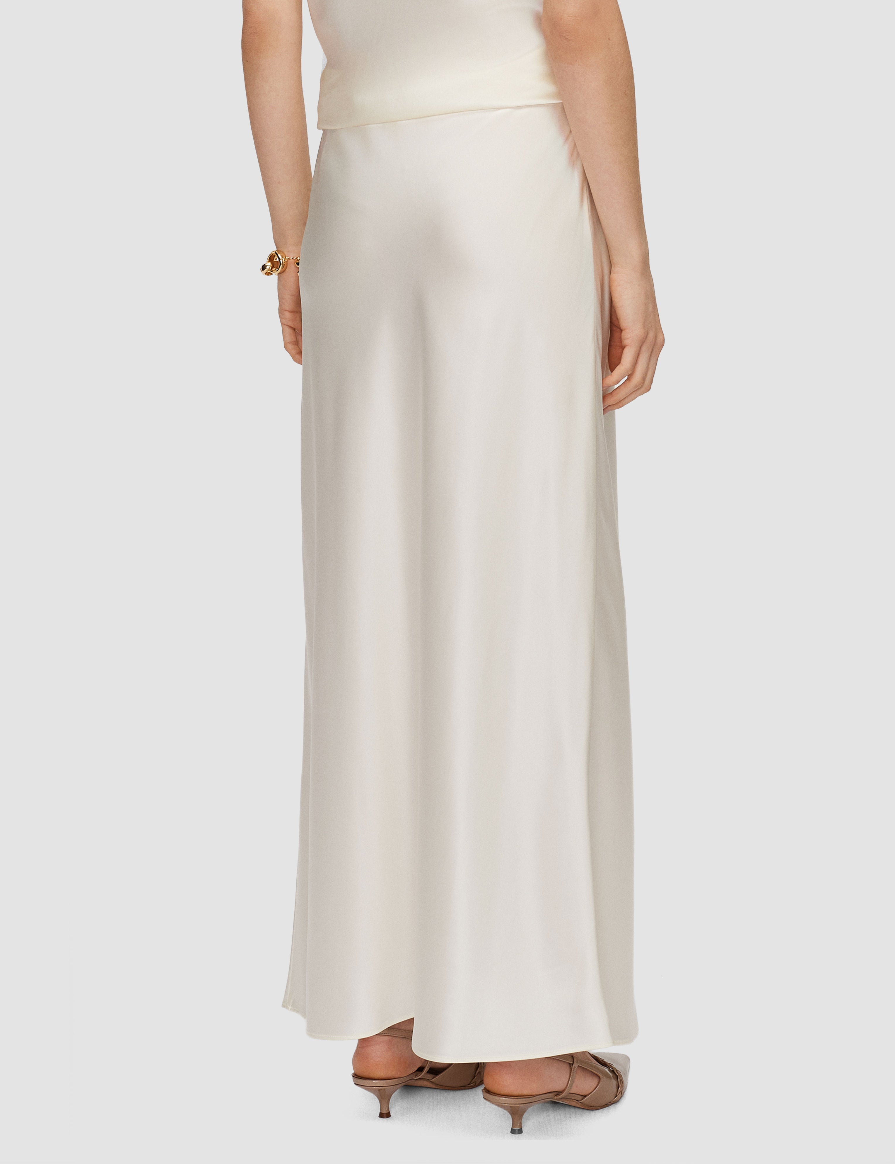 White Isaak Long Silk Satin Skirt - Joseph