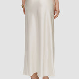 White Isaak Long Silk Satin Skirt - Joseph