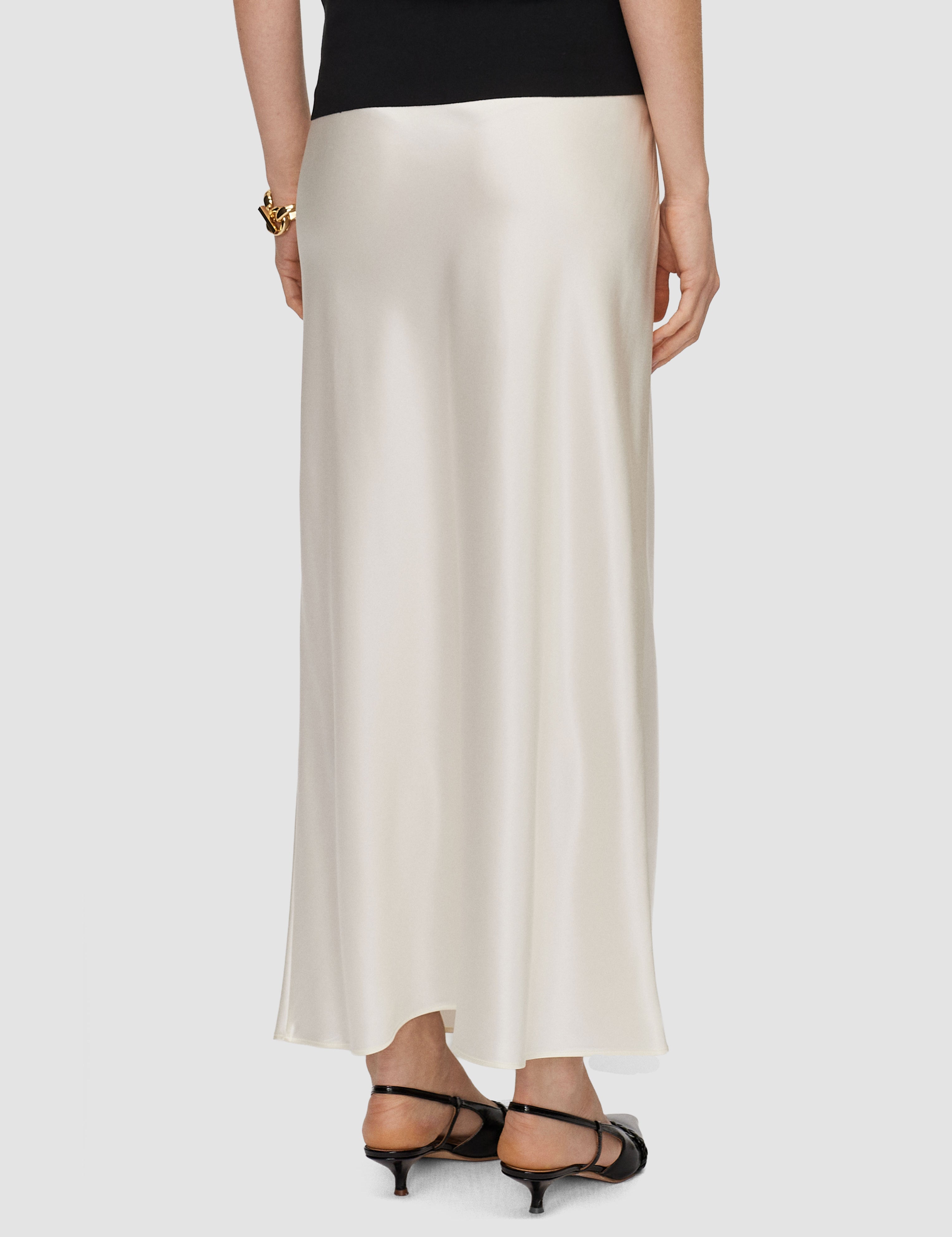 White Isaak Long Silk Satin Skirt - Joseph