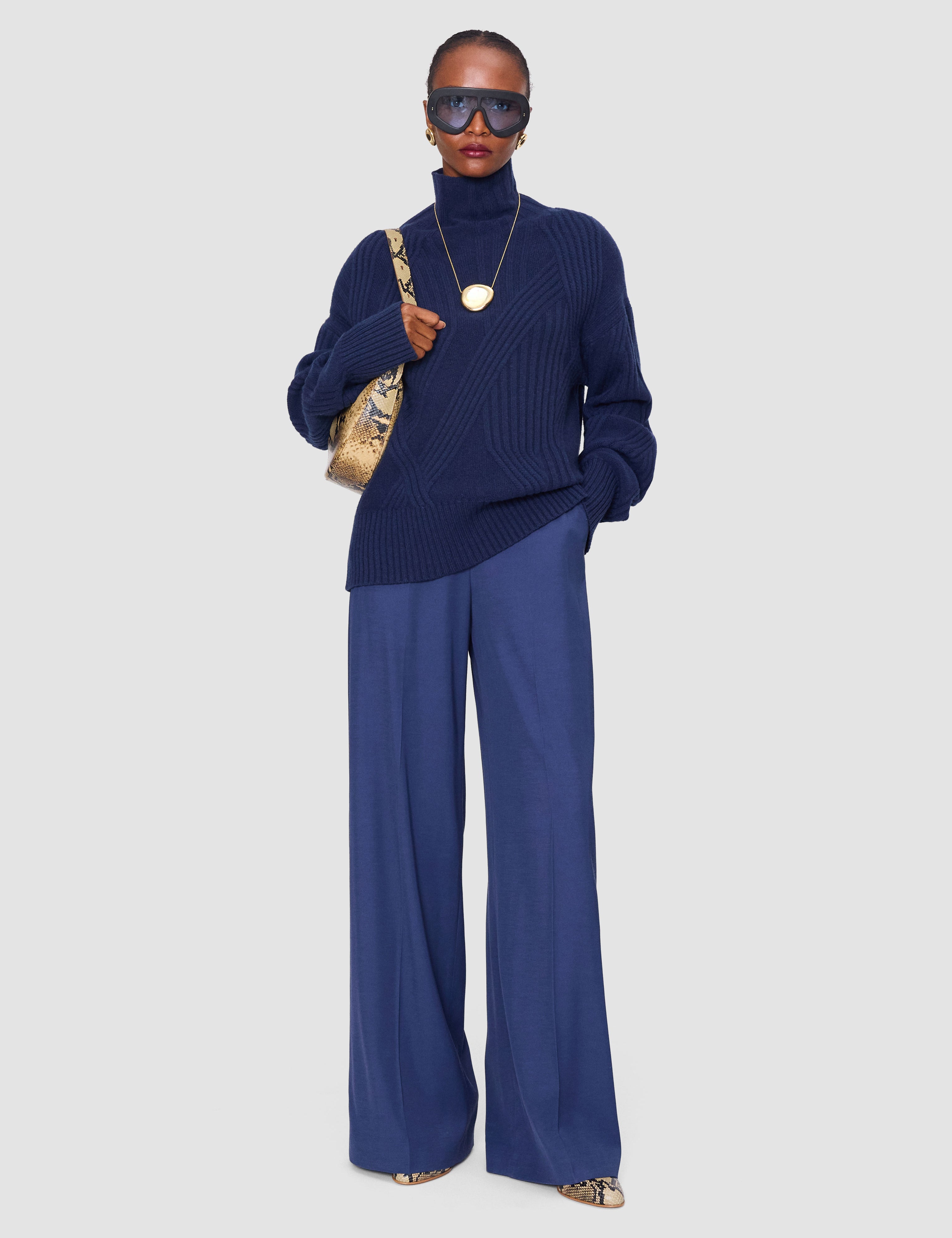 Blue Isabel Soft Wool Rib Jumper - Joseph